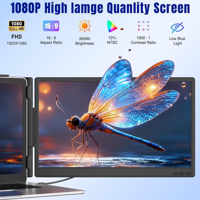 Detalle 2 de KEFEYA 14" Laptop-Bildschirm-Erweiterung (FHD 1080P, IPS, USB-C/HDMI) als tragbares Zweitdisplay