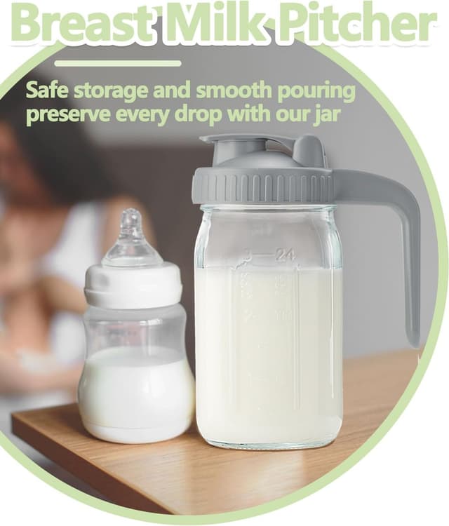 Thumbnail 5 de 32oz Glass Pitcher 1 Quart Breastmilk Storage Container 🥛