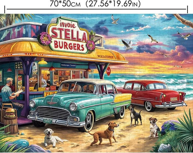Detalle de Chalzidar Jigsaw Puzzles for Adults — 1000-Piece Seaview Campground Scene (27.5 x 19.7 in)