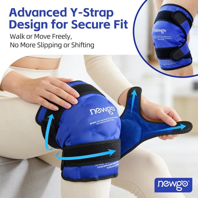 Thumbnail 2 de NEWGO Ice Pack for Knee Replacement Surgery, Reusable Gel Cold Pack Knee Ice Pack Wrap Around Entire Knee for Knee Injuries, Knee Ice Wrap for Pain Relief, Swelling, Bruises (Blue)
NEWGO Ice Pack for Knee Replacement Surgery, Reu…