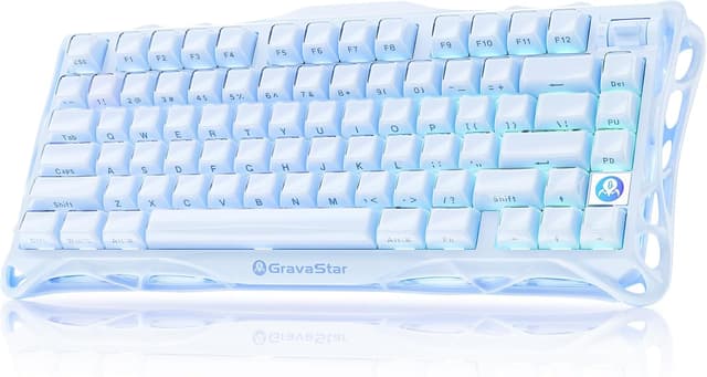 Detalle de GravaStar Mercury K1 75% Gaming-Tastatur (Aluminium, Hot-Swap, Lineare Schalter) – Eisblau