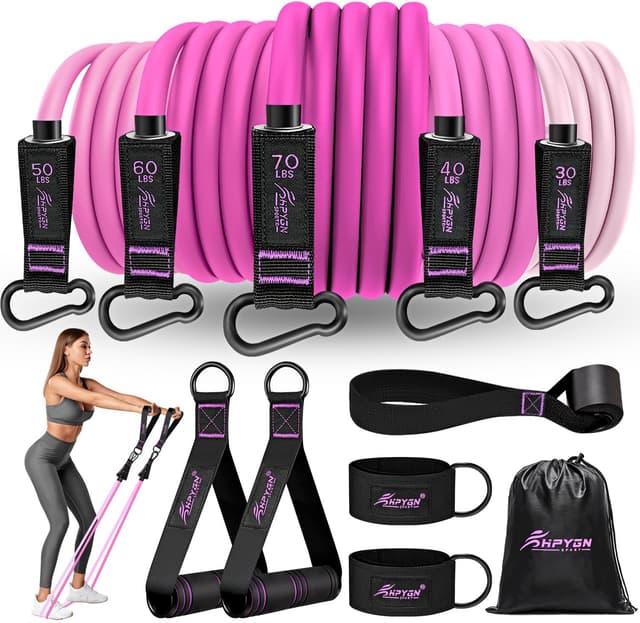 Detalle de HPYGN Resistance Bands with Handles (Door Anchor & Ankle Straps) for Heavy Training, PT, Yoga & Home Workouts