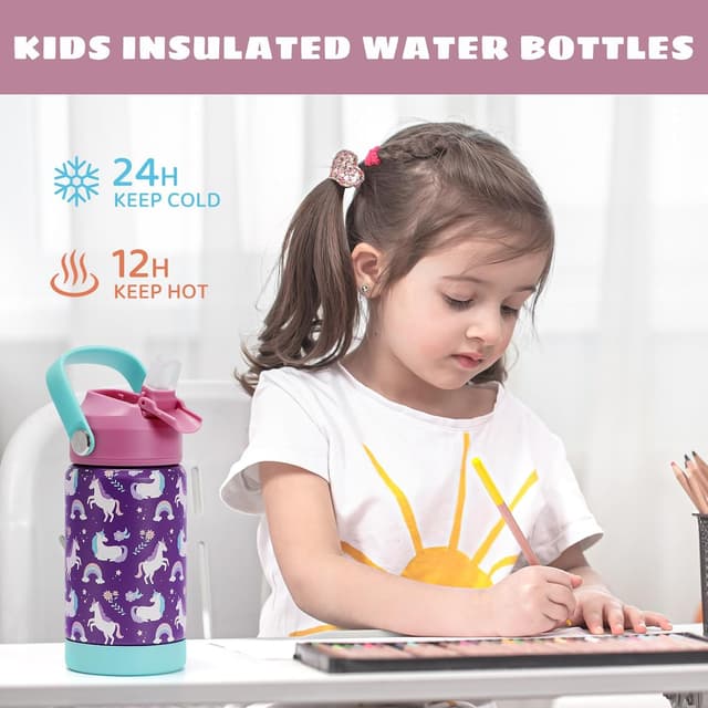Detalle 2 de pluseight Kids Insulated Water Bottle 12 oz Unicorn