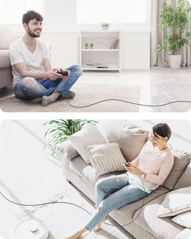 Detalle de SUNGUY câble USB-C 5 m tressé charge rapide 18 W, pour iPhone/Pixel/Galaxy