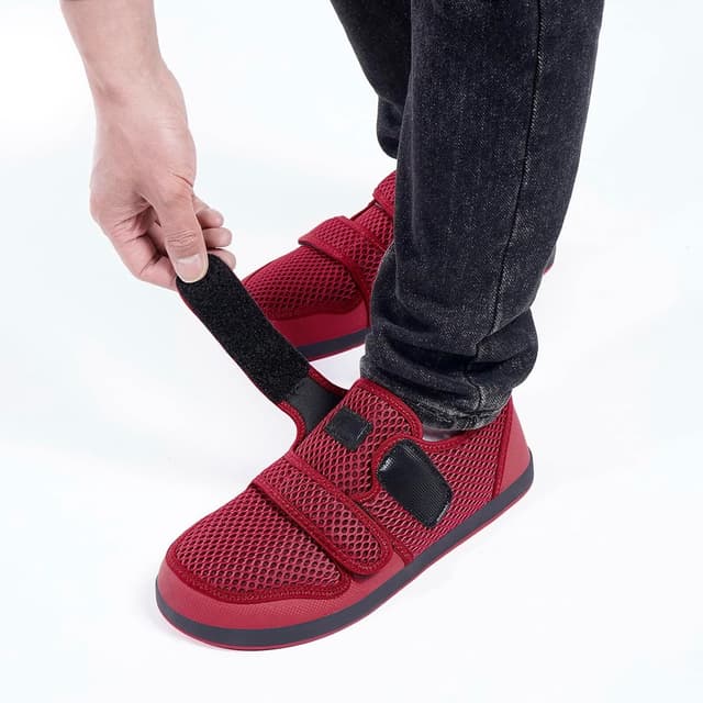 Detalle 2 de Diabetiker Hausschuhe (Herren & Damen) Arthritis/Ödem – verstellbare Klett-Sandalen in Rot, Größe 5 (UK)