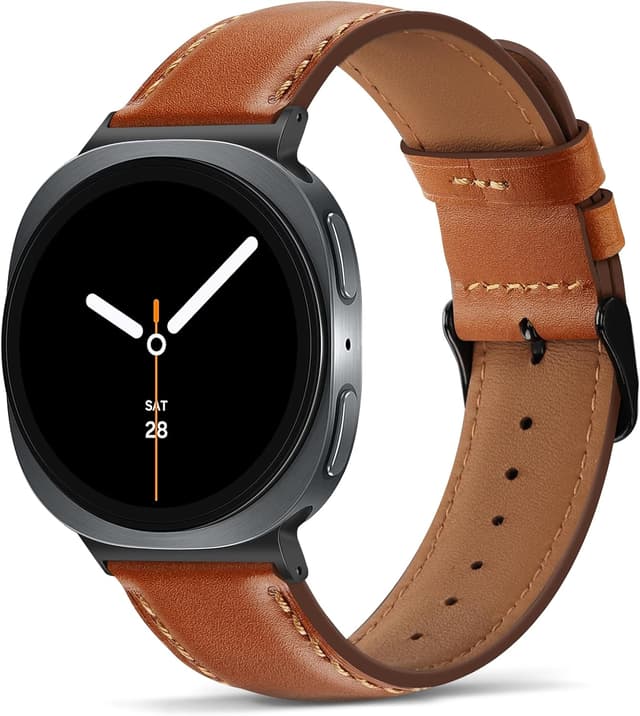 Detalle de Tasikar Genuine Leather Watch Bands for Samsung Galaxy Watch 8 (40mm/44mm/Classic 46mm)