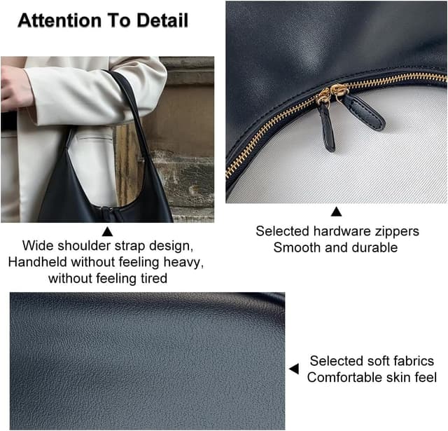 Thumbnail 4 de CUNGGI Hobo Bag aus weichem PU Leder – Vintage Slouchy Tote für Alltag, Büro und Reisen