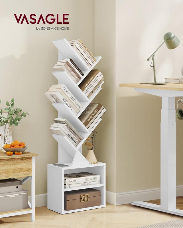 Thumbnail 1 de VASAGLE CUSTOS LBC607WB01 Libreria ad alberi autoportante con 2 scomparti aperti, bianco nuvola