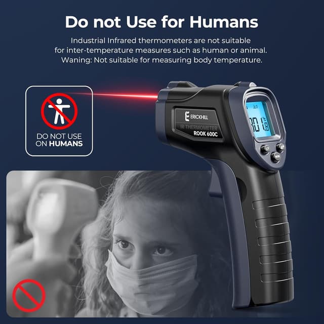 Thumbnail 6 de ERICKHILL Infrared Thermometer (Non-Contact) -50°C to 600°C, Laser Aim, LCD Backlit Display