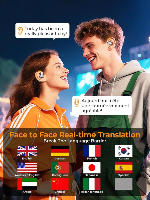 Detalle de Auricolari traduzione AI 150 lingue Bluetooth 5.4