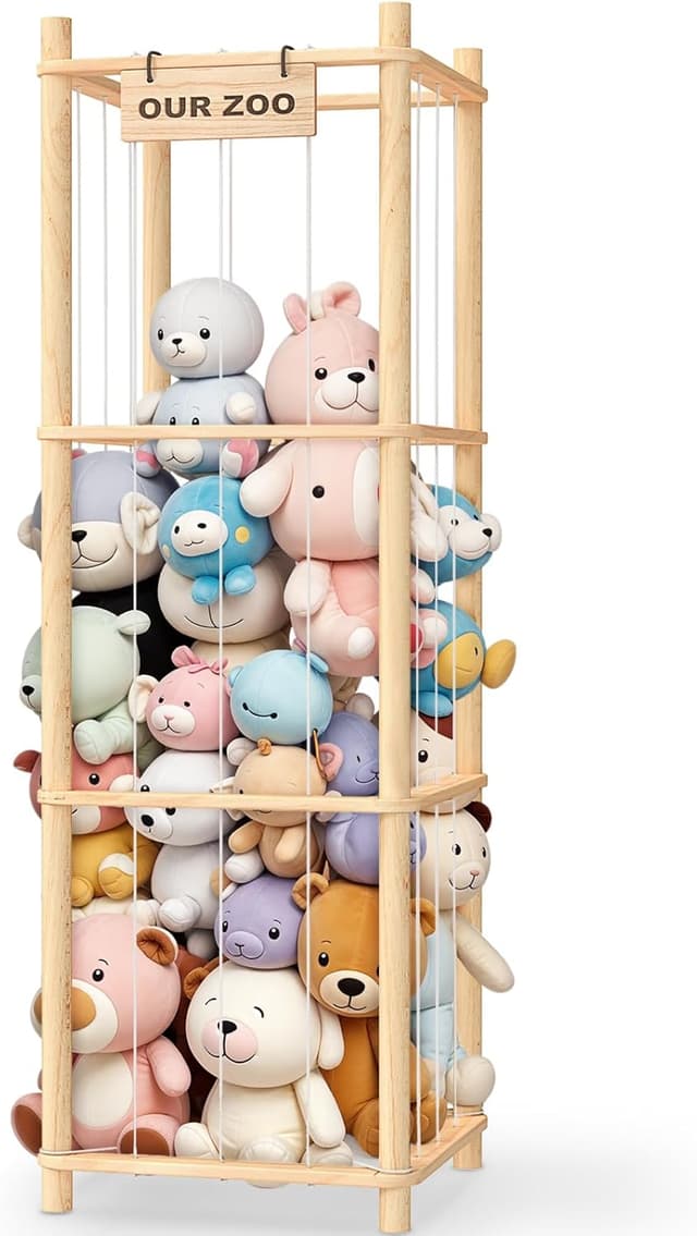 Detalle de Woodure Stuffed Animal Storage & Organizer (Wooden Zoo Toy Holder) for Toddler Rooms