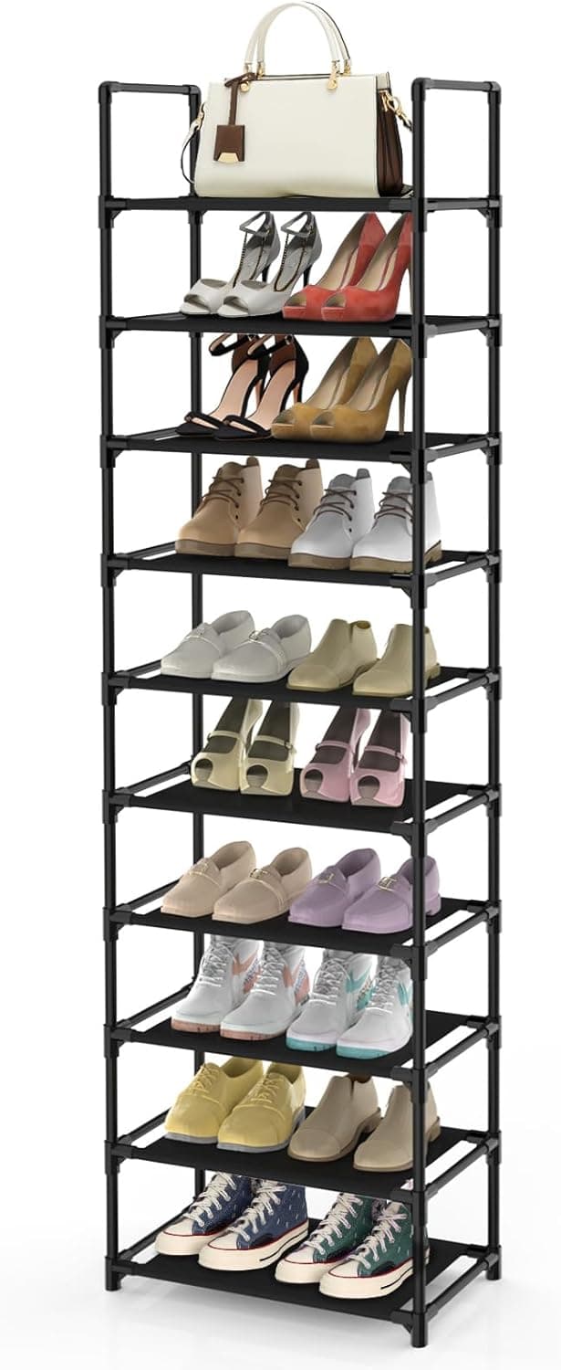 Detalle de barsone 10-Tier Metal Shoe Rack (20–25 Pairs) – Stackable shoe storage for narrow entryways