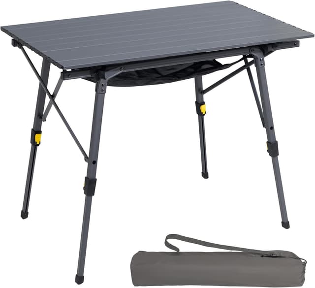 Detalle de Portal faltbarer Campingtisch mit höhenverstellbaren Beinen, Aluminium, 90 × 53 cm (für bis zu 4 Personen)