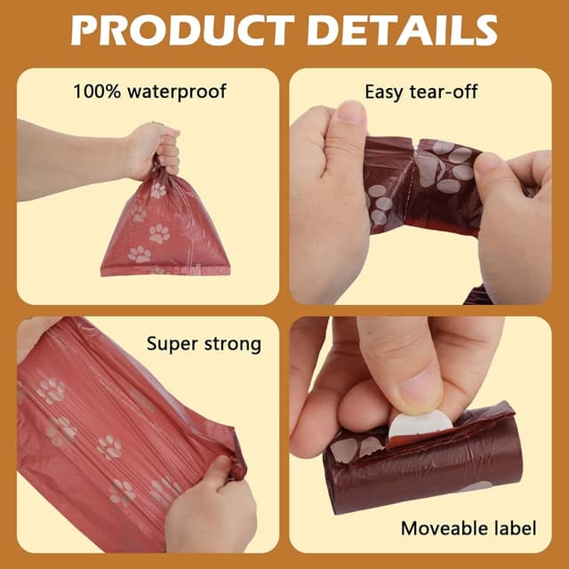 Detalle de giteo bedding 270-Count Chocolate Scented Dog Poop Bags with Dispenser & Holder