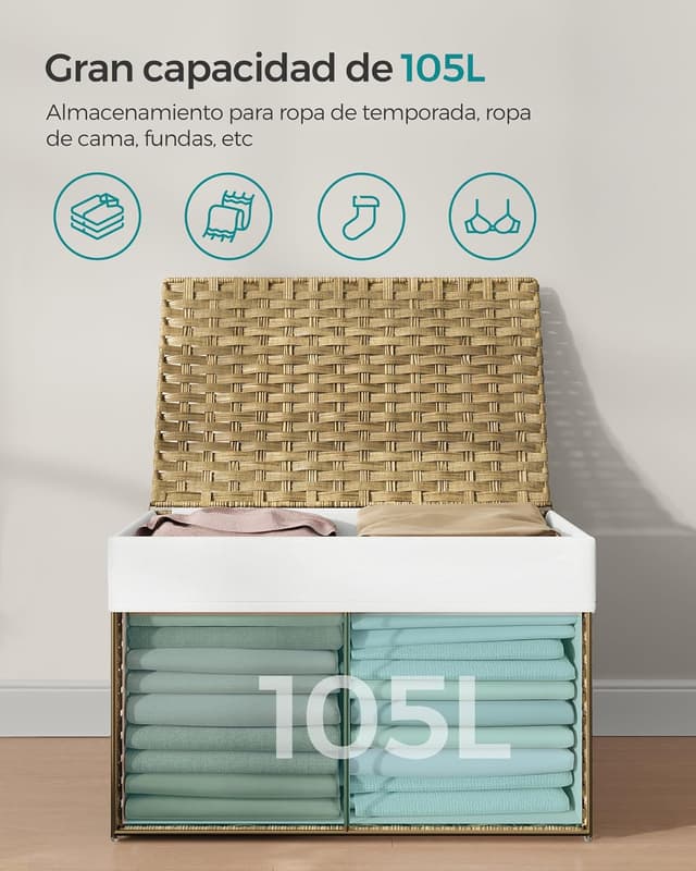 Thumbnail 5 de SONGMICS Cesto de Ropa Sucia 105 L Amarillo