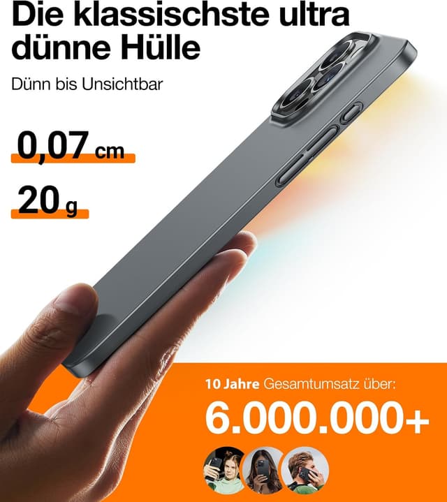 Detalle 2 de TORRAS Ultra Dünn Hülle für iPhone 15 Pro Max mit MagSafe – velvety Touch, stoß- & kratzfest, MagSafe-Adapter