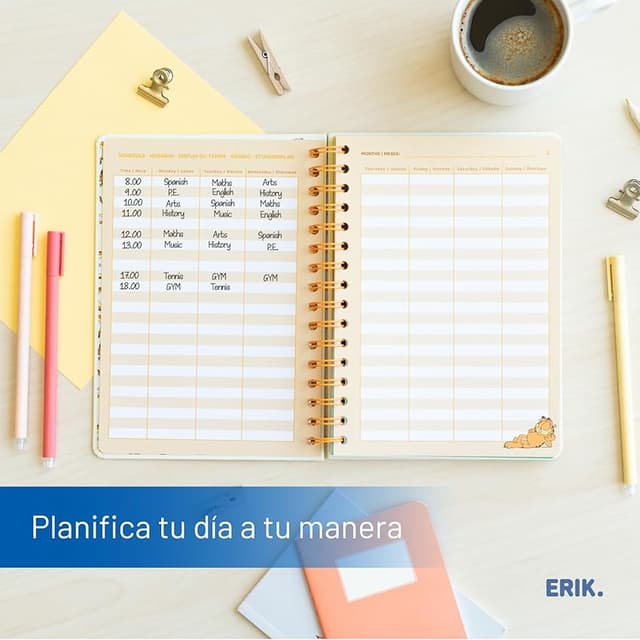 Detalle de Grupo Erik Agenda escolar 2025-2026 Semana Vista A5 Garfield