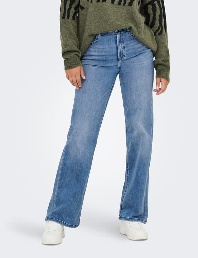 Detalle de ONLY Damen Jeans mit weitem Bein ONLJUICY-WAUW in hoher Taille