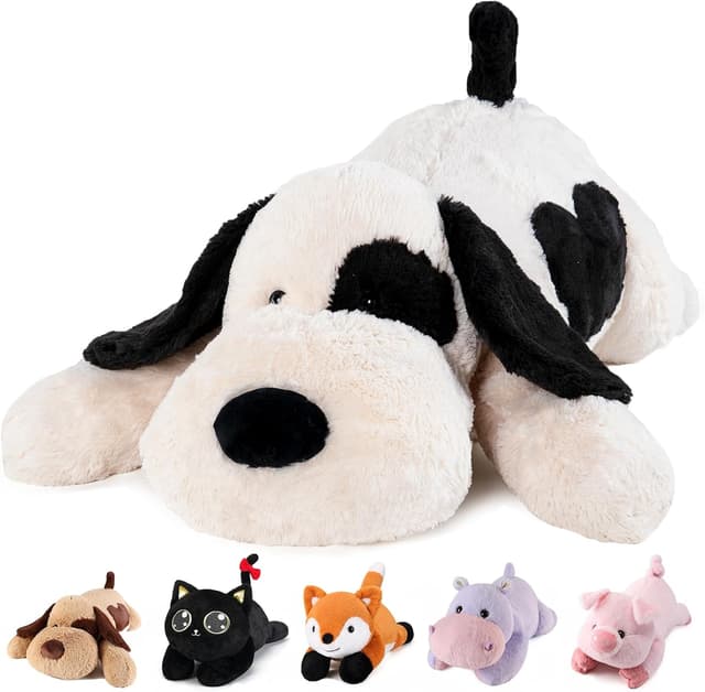 Detalle de Meowtastic Black & White Weighted Dog Stuffed Animal (22 Inch, 4.5 lbs)