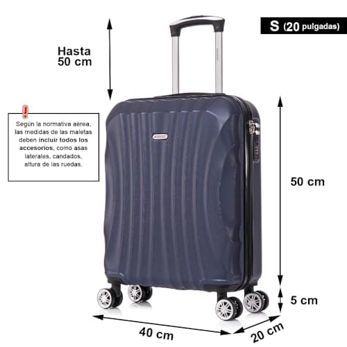 Detalle de RAYKONG maleta de cabina ABS 55x40x20 cm (20 pulgadas, 40L) azul marino