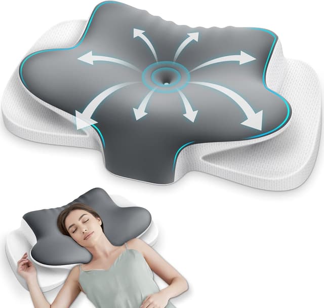 Detalle de Oreiller cervical ergonomique 2 en 1 Ehomfory (memoire de forme) gris