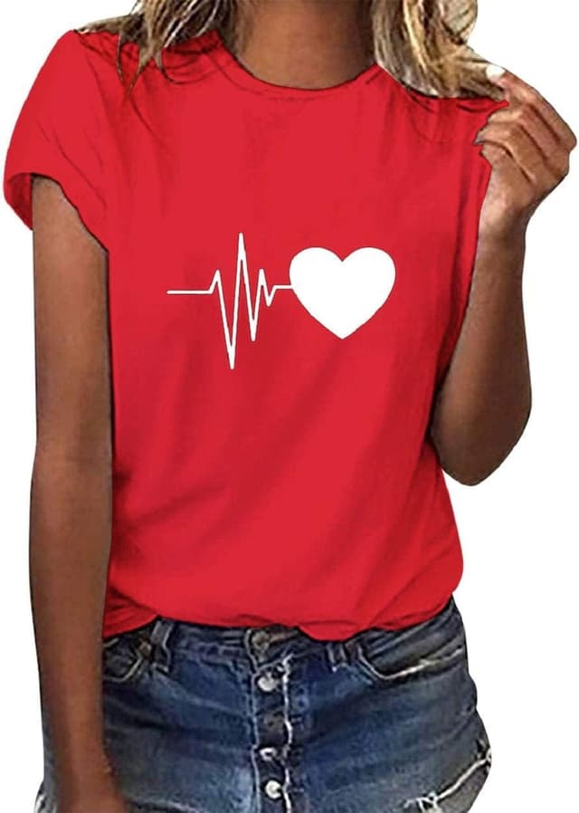 Detalle de Yuson Girl T-shirt femme col rond manches courtes astronaute galaxie et cœur en coton