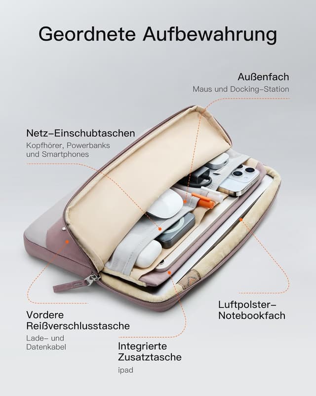 Thumbnail 2 de Inateck 360° Schutz Laptop-Hülle für 13-Zoll MacBook Air & Pro – Großvolumen-Sleeve mit Innenmaßen 30,5 × 21,5 × 2 cm