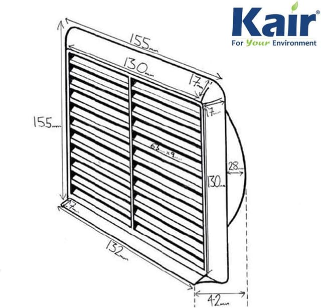 Thumbnail 6 de Kair 100mm louvred wall vent grille