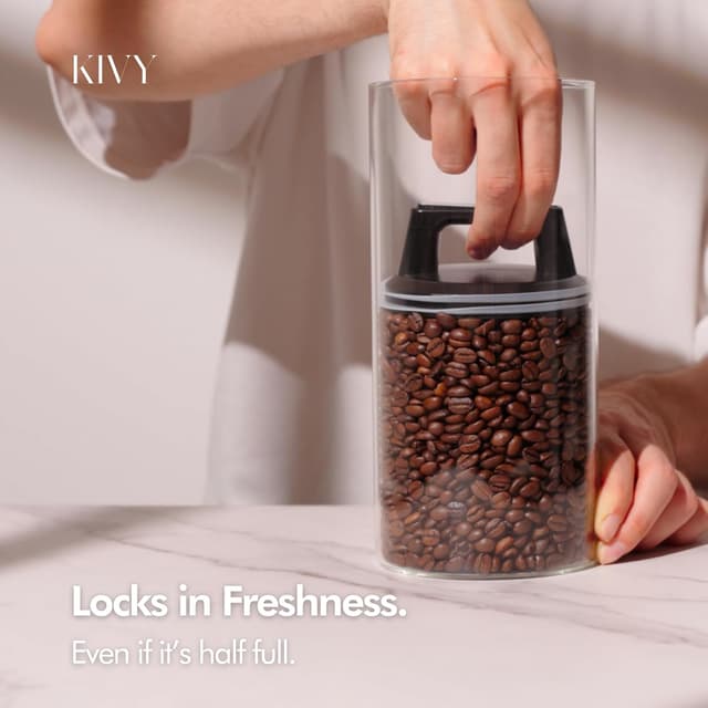 Detalle de KIVY Vacuum Coffee Canister 1L airtight jar