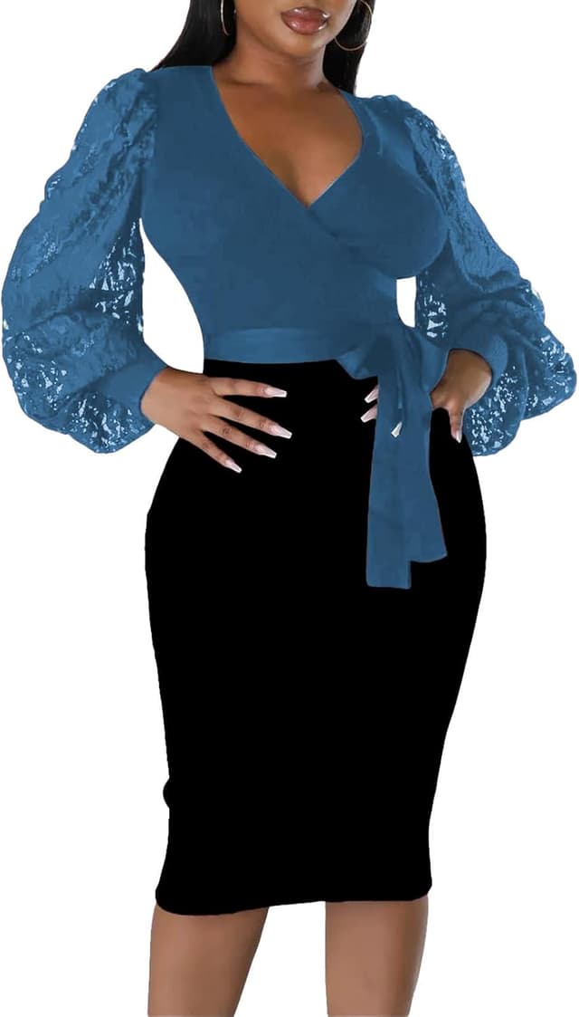 Thumbnail 6 de BOGURST Semi Formal Bishop Sleeve Midi Dress