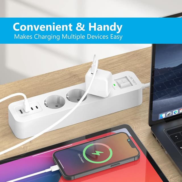 Thumbnail 6 de JSVER Multiprise USB C 7 en 1 avec parafoudre et surtension, rallonge 4 m et 4 ports USB