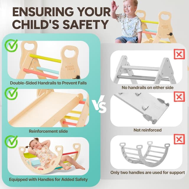 Thumbnail 5 de Indoor Klettergerüst ab 1 Jahr Montessori Kletterbogen mit Kissen