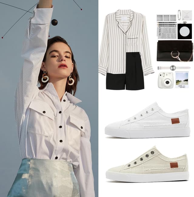 Detalle 2 de Women’s Slip-On Canvas Sneakers with Non-Slip Rubber Sole