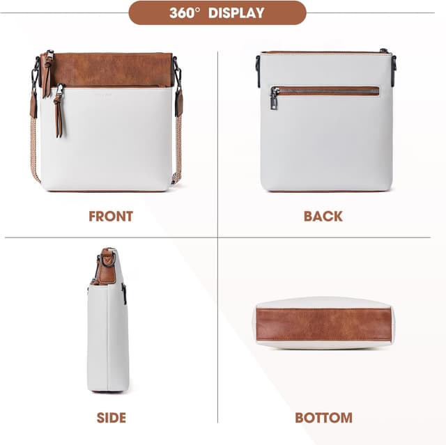 Detalle de Roulens Trendy Crossbody Bag for Women – lightweight medium vegan leather purse with adjustable wide strap