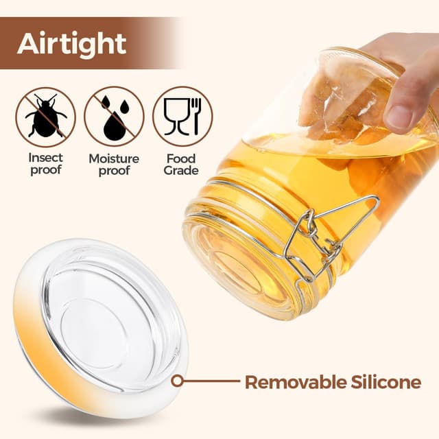 Detalle de ComSaf Airtight Glass Canister Set 25oz 🍶