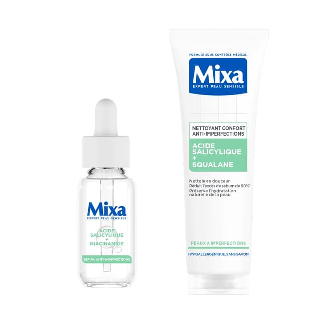Detalle 2 de Mixa Anti-Unreinheiten Gesichtspflege Duo (Salicylsäure & Niacinamid Serum + mattierende Gel-Creme)