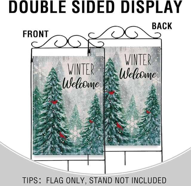 Thumbnail 3 de Artofy Winter Welcome 28 x 40 Outdoor House Flag 🎍