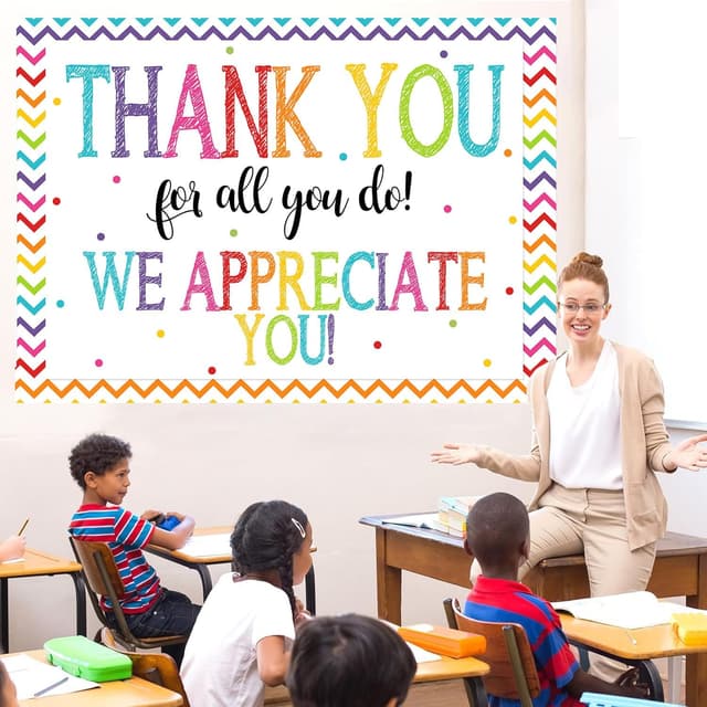 Detalle de AIIKES 7x5FT “Thank You for All You Do” backdrop for teachers, nurses, doctors & more (studio party prop)