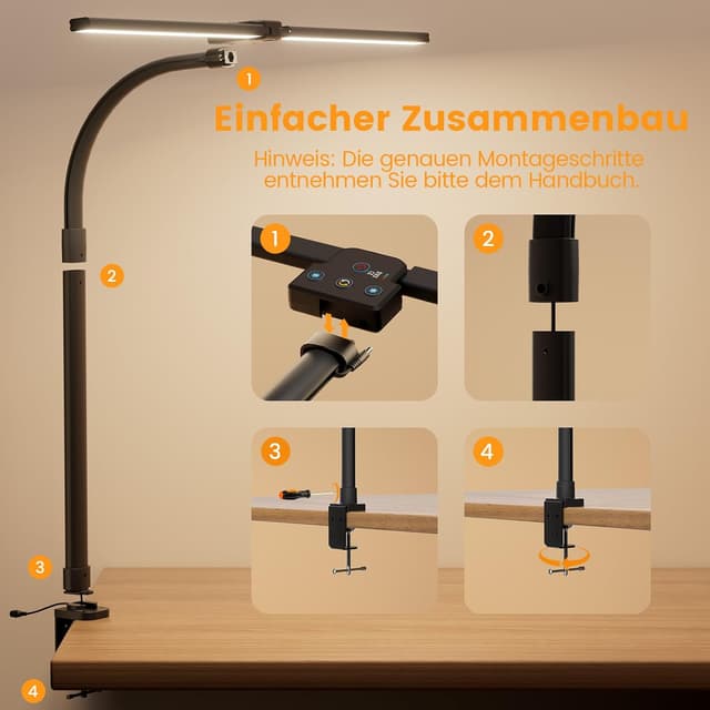 Thumbnail 6 de APMIEK Doppelkopf Schreibtischlampe LED 24W