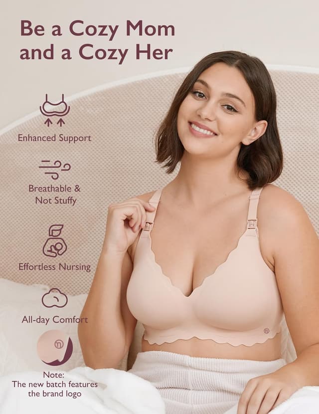 Detalle de Momcozy seamless nursing bra with Jelly Strip & 360° support for breastfeeding