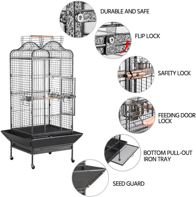 Thumbnail 4 de Yaheetech Rolling African Grey Parrot Cage 160cm