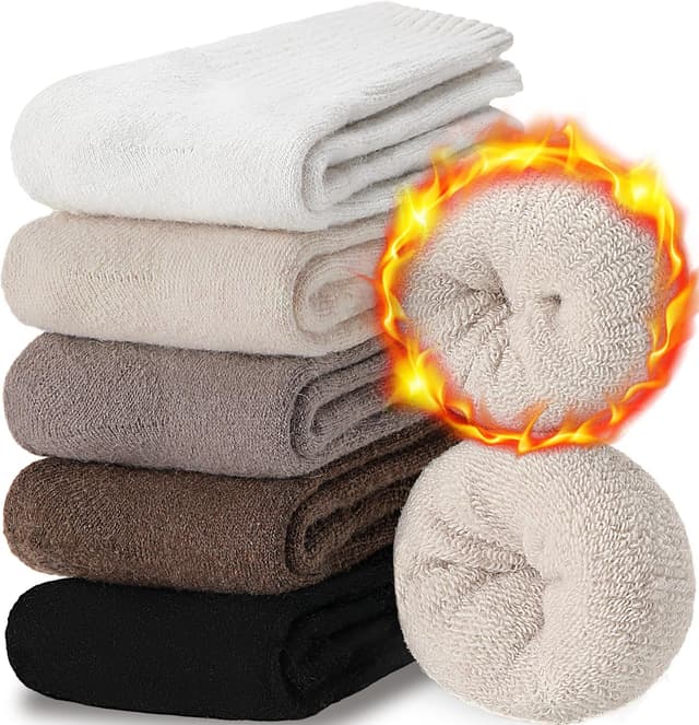 Detalle de EBMORE Merino Wool Socks 5 Pairs — Thermal Crew