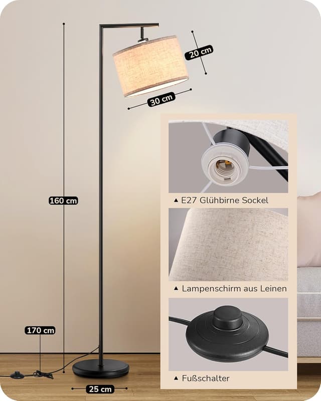 Detalle 2 de EDISHINE Stehlampe Wohnzimmer 160 cm