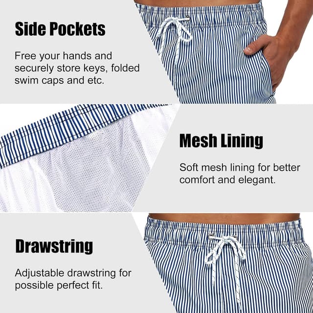 Detalle 2 de Aisprts Costume Uomo Mare traspirante ad asciugatura rapida con 3 tasche e coulisse regolabile