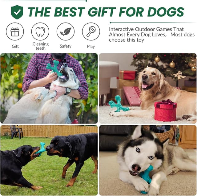 Detalle de CVALIN Kauspielzeug für aggressive Kauer: unzerstörbares Naturkautschuk-Knochenspielzeug