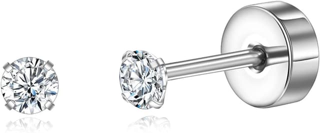 Thumbnail 6 de Titan Ohrstecker G23 mit Schraubverschluss und Zirkonia (3/4/5 mm) – hypoallergen für Damen, Herren & Kinder