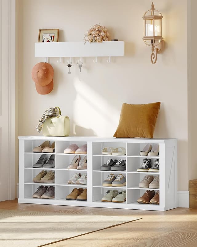 Thumbnail 6 de Hzuaneri Banc à Chaussures 16 Compartiments blanc SB24603X