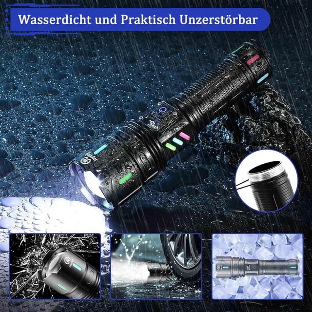 Detalle de Jayxinli Torcia LED ricaricabile da 1.000.000 lumen con USB-C, zoom e display LCD (5 modalità)