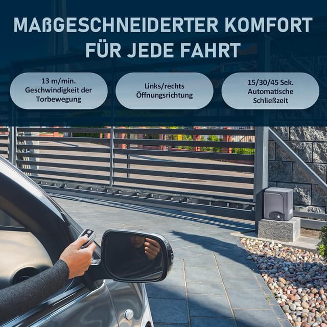 Detalle 2 de CO-Z Schiebetorantrieb 280 W mit Fernbedienung – Toröffner für Schiebetore bis 600 kg oder 12 m