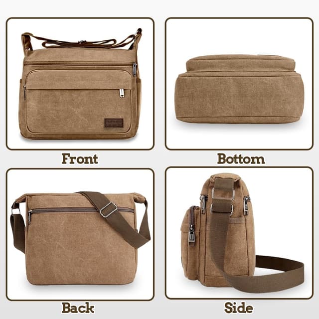 Detalle de Aucuu sac bandoulière toile vintage 24x30x11